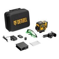 Лазерный уровень мультипризменный DLV-360-3C, 30 м, зеленый луч, Li-Ion 2,4 Aч, кейс// Denzel