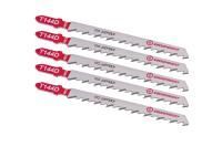 Пилки для лобзика по дереву T144D, 5 шт, 100х74мм, шаг зуба 4мм, быстрый прямой рез, HCS, БОЕКОМПЛЕКТ