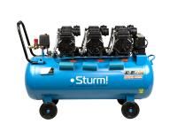 AC936100OLE Компрессор воздуш.безмасл.  Sturm 3х1500Вт,720л/мин, ресивер 100л, бесшумный