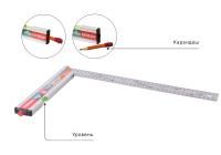 Угольник с уровнем и карандашом, 400мм, стальной, серия Кулибин, Sturm