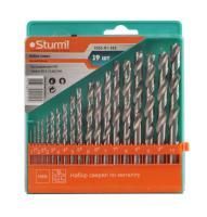 Сверла по металлу набор 19шт, 1-10х0.5мм, HSS,  Sturm