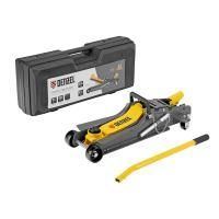 Домкрат гидравлический подкатной с фиксатором, 2,5 т,  85-385 мм, в пласт. кейсе Denzel