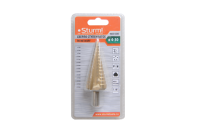 Сверло ступенчатое по металлу 4-30мм шаг 2мм HSS+TIN прямое  Sturm