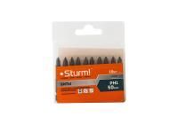 Биты PH1x50мм, сталь S2, С МАГНИТН. НАКОНЕЧНИКОМ,10 шт. В пластик.кейсе  Sturm