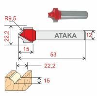 Фреза Атака пазовая фасонная D22.2/ф12/H15