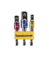 Набор адаптеров для торцевых головок 1/4", 3/8", 1/2" Hanskonner