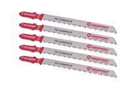Пилки для лобзика по ламинату T101BRF, 5 шт, 100х74мм, шаг зуба 2,5мм, чистый обратный рез, BIM, БОЕКОМПЛЕКТ