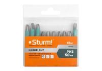 Биты PH3х50мм,сталь S2, С МАГНИТН. НАКОНЕЧНИКОМ,10 шт. В пластик.кейсе  Sturm