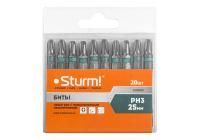 Биты PH3x25мм,сталь S2, С МАГНИТН. НАКОНЕЧНИКОМ,20 шт. В пластик.кейсе  Sturm