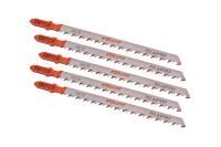 Пилки для лобзика по дереву T301CD, 5 шт, 115x90мм, шаг зуба 3мм, чистый прямой рез, HCS,  Sturm