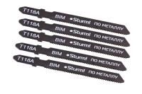Пилки для лобзика по металлу T118A, 5 шт, 76х51мм, шаг зуба 1,2мм, прямолинейный чистый рез, BIM,  Sturm