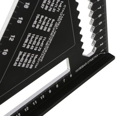 Угольник 300мм, алюминиевый сплав, чёрный анодированный корпус, белая шкала, hanskonner-Tehinstrument