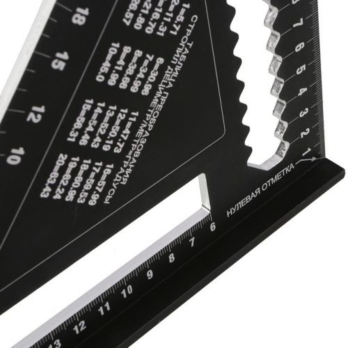 Угольник 300мм, алюминиевый сплав, чёрный анодированный корпус, белая шкала, hanskonner-Tehinstrument