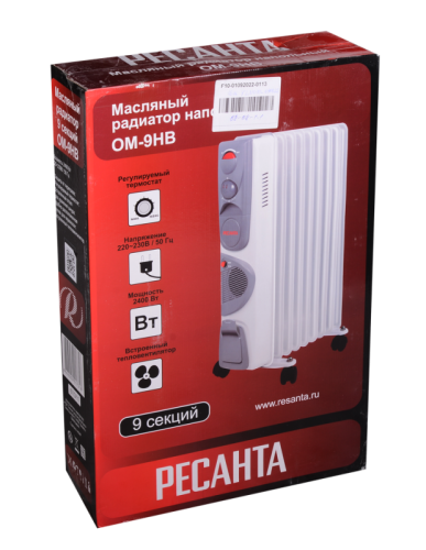 Масляный радиатор РЕСАНТА ОМ-9НВ с вентилятором-Tehinstrument