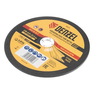 Круг шлифовальный по металлу, 230 х 6,0 х 22,2 мм, A24QBF// Denzel-Tehinstrument