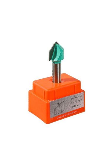 Фреза пазовая V-образная dxhxl 16x16x51 мм, хв.8  Sturm-Tehinstrument