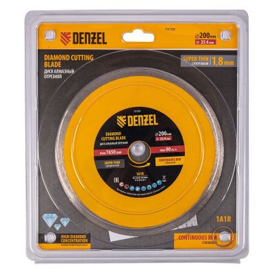 Диск алмазный сплошной, супертонкий Denzel 200 х 25,4 мм-Tehinstrument