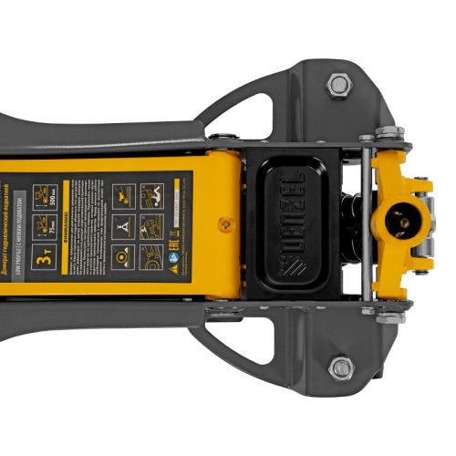 Домкрат гидравлический подкатной, 3 т, 75-500 мм, быстрый подъем, низкий подхват, проф. Denzel-Tehinstrument