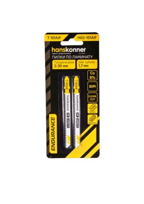 Пилки для лобзика по ламинату 2шт, T101AIF (дер 3-20мм, пласт&lt30мм) Hanskonner-Tehinstrument