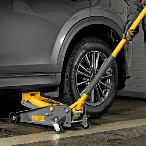 Домкрат гидравлический подкатной 3 т, с фиксатором, быстрый подъем, 135-480 мм, профессиональный Denzel-Tehinstrument