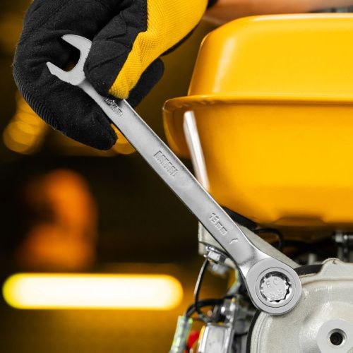 Набор ключей комбинированных трещоточных 6-17 мм, 6 шт., CrV, матовый хром Denzel-Tehinstrument