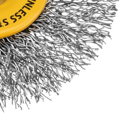 Щетка для дрели, 60 мм, Плоская, со шпилькой, нержавеющая витая проволока Denzel-Tehinstrument