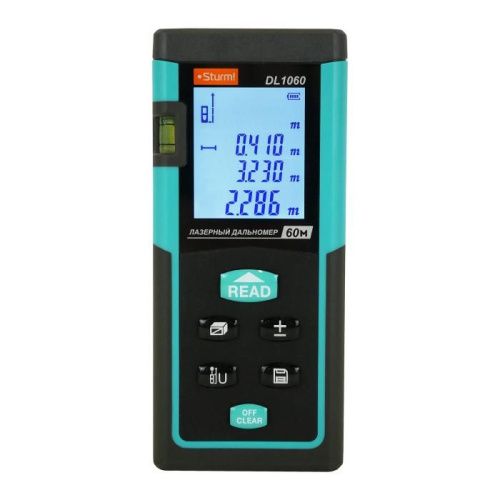 Дальномер лазерный, 0.05-60м, LCD дисплей, встроенный уровень, чехол,  Sturm-Tehinstrument