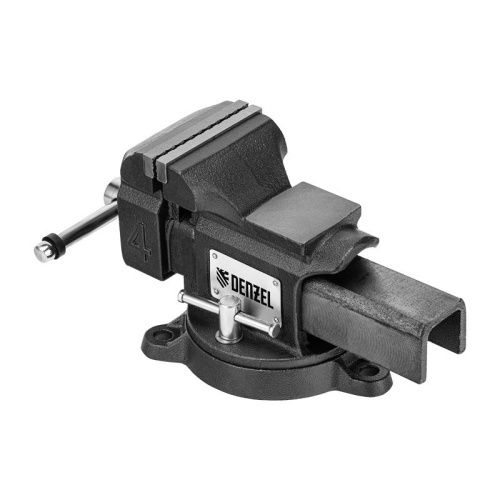 Тиски слесарные BVH-100, 100 мм, поворотные, стальная направляющая, с наковальней //Denzel-Tehinstrument