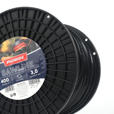 Леска Sawline D 3,0 мм L 400 м (квадрат, пилообразный профиль, черная), Patriot-Tehinstrument