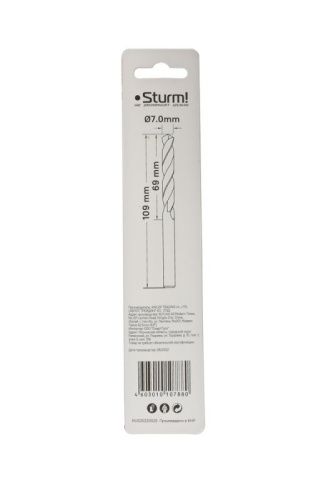 Сверло по металлу  Sturm 7,0х109 мм, сталь HSS, нитридтитан., 118° ,блистер 1 шт-Tehinstrument