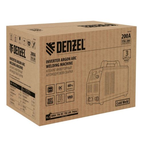 Аппарат инвертор. аргонодуговой сварки Denzel ITIG-200 DС Pulse Cold Weld-Tehinstrument