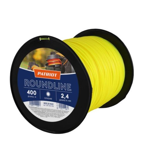 Леска Roundline D 2,4 мм L 400 м (круглая, желтая), Patriot-Tehinstrument