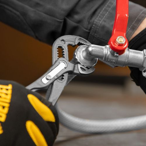 Клещи переставные, кнопочный механизм, обливные рукоятки, 180 мм Denzel-Tehinstrument