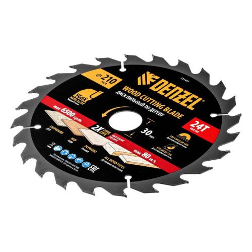 Пильный диск по дереву ф210 х 30 мм, 24 зубьев Denzel-Tehinstrument