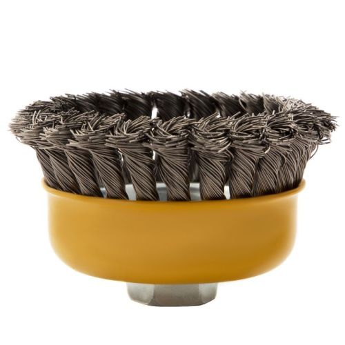 Щетка для УШМ, 100 мм, "Чашка", крученая нержавеющая проволока 0.5 мм, М14 Denzel-Tehinstrument