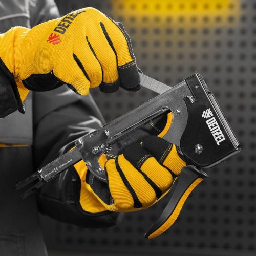 Степлер металл., скобы в комплекте, плавная регулировка удара, 2К рукоятка, тип 53, 4-14 мм Denzel-Tehinstrument