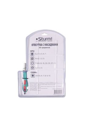 Отвертка с насадками, 26 предметов, мягкий чехол, CrV  Sturm-Tehinstrument