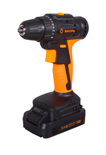 Дрель-шуруповерт Вихрь ДА-18Л-2К/Б (2,0 А/ч) (бесщеточный двигатель)-Tehinstrument