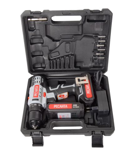 Дрель-шуруповерт аккумуляторная Ресанта ДА-20-2ЛК (2,0 А/ч)-Tehinstrument