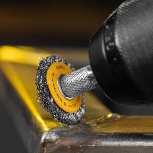 Набор щеток для дрели, 5 Плоских 25-38-50-63-75 мм, шпилька, нерж. вит. проволока Denzel-Tehinstrument