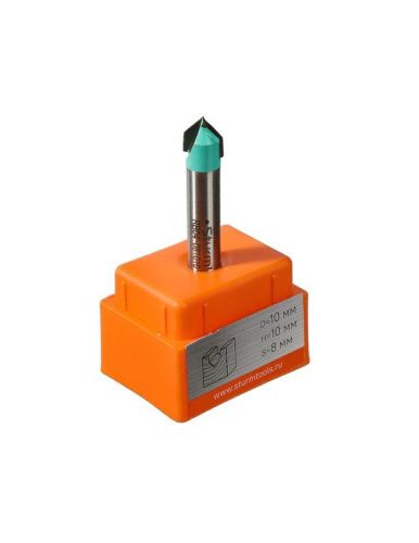 Фреза пазовая V-образная dxhxl 10x10x46,5 мм, хв.8  Sturm-Tehinstrument