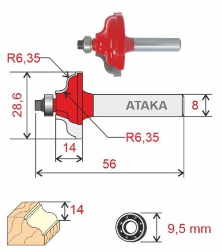 Фреза Атака кромочная калевочная D28.6/ф8/H14-Tehinstrument