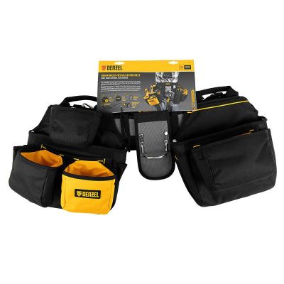 Пояс монтажника усиленный, с лямками, сумки поясные, держатель для молотка Denzel-Tehinstrument