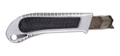 Нож с выдвижным лезвием 18 мм, металлический корпус, металлическая направляющая, автоматический фиксатор, Вихрь-Tehinstrument