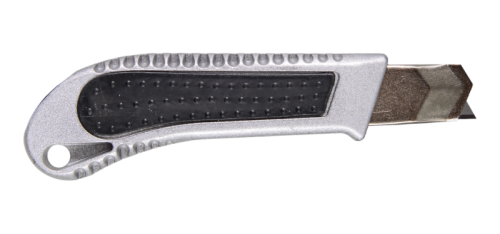 Нож с выдвижным лезвием 18 мм, металлический корпус, металлическая направляющая, автоматический фиксатор, Вихрь-Tehinstrument