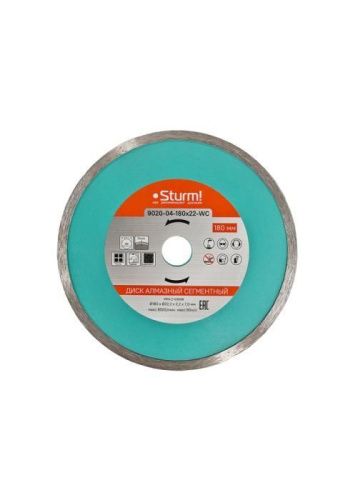 Алмазный диск, влажная резка, непрерывный 180мм  Sturm-Tehinstrument