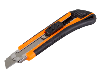 Нож с выдвижным лезвием 18 мм, двухкомпонентный корпус, металлическая направляющая, автоматический фиксатор, Вихрь-Tehinstrument