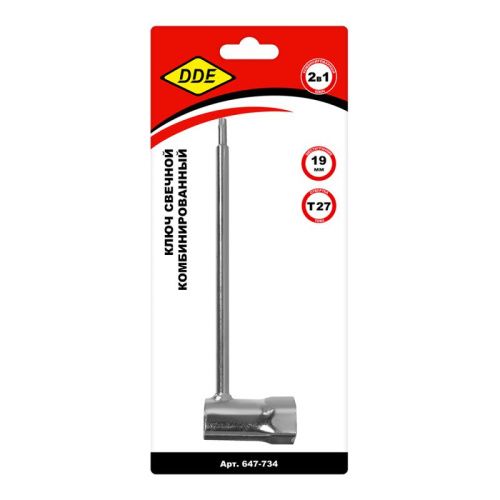 Ключ свечной комбинированный DDE 19мм,TORX 27.-Tehinstrument