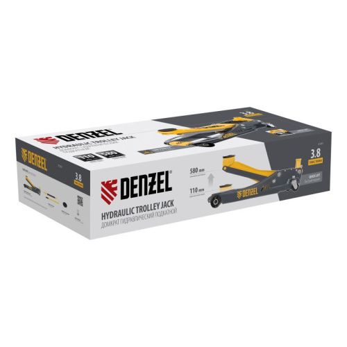Домкрат гидравлический подкатной, 3,8 т, 110-580 мм, быстрый подъем, низкий подхват, проф. Denzel-Tehinstrument