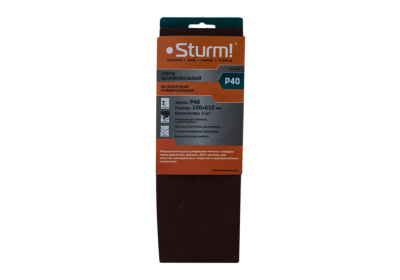 Шлифлента универсальная, 100х610мм, P40, 3 шт, для ЛШМ, х/б ткань,  Sturm-Tehinstrument